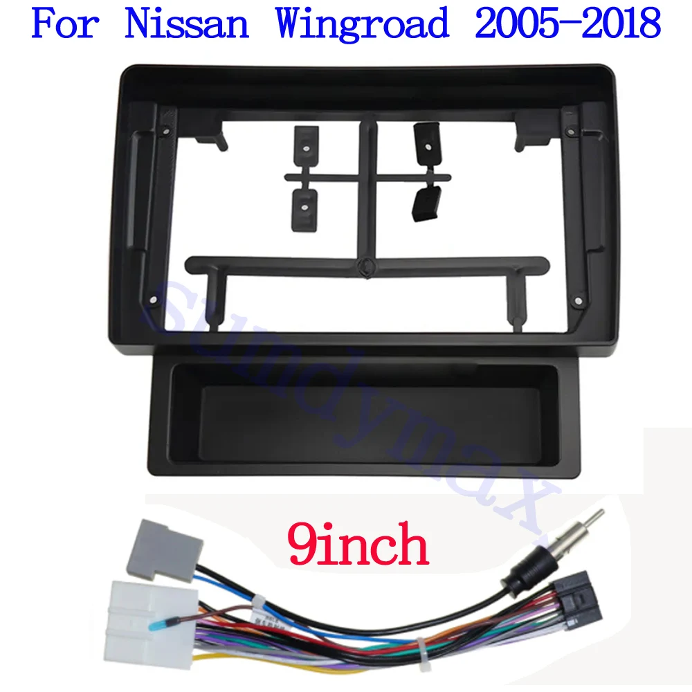 

9-дюймовый автомобильный каркас, адаптер, провод питания, кабель для Nissan WINGROAD 2005-2018, стереопанель, крепление для приборной панели