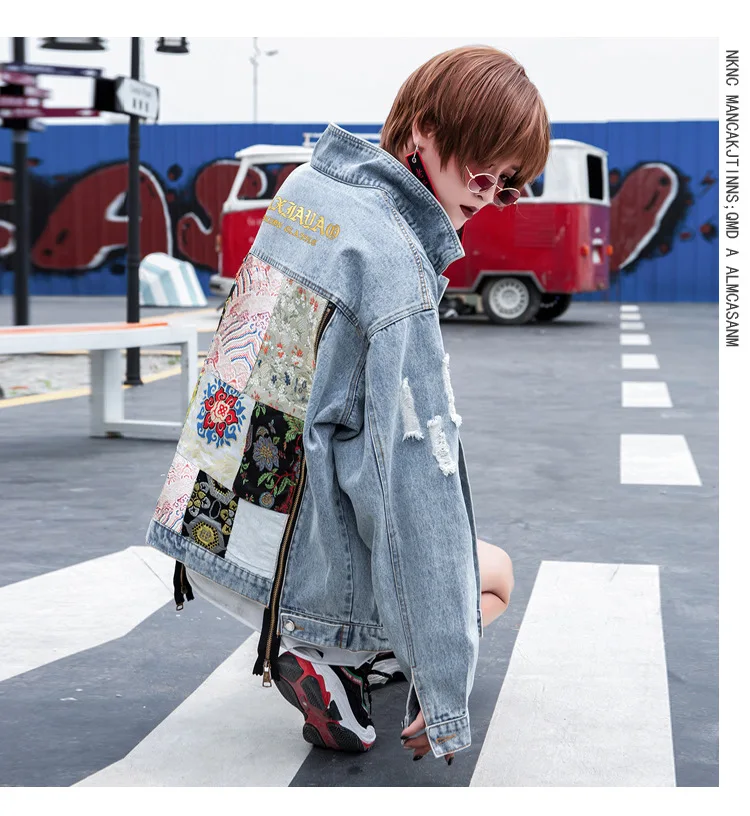 Vintage Floral Embroidery Denim Jacket
