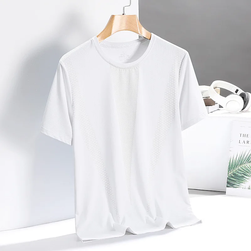 Men's Short-Sleeved T-Shirt Pajamas Tops Men's Summer Thin Casual Ice Silk Half-Sleeved Body Shirts Ice Feeling Tops