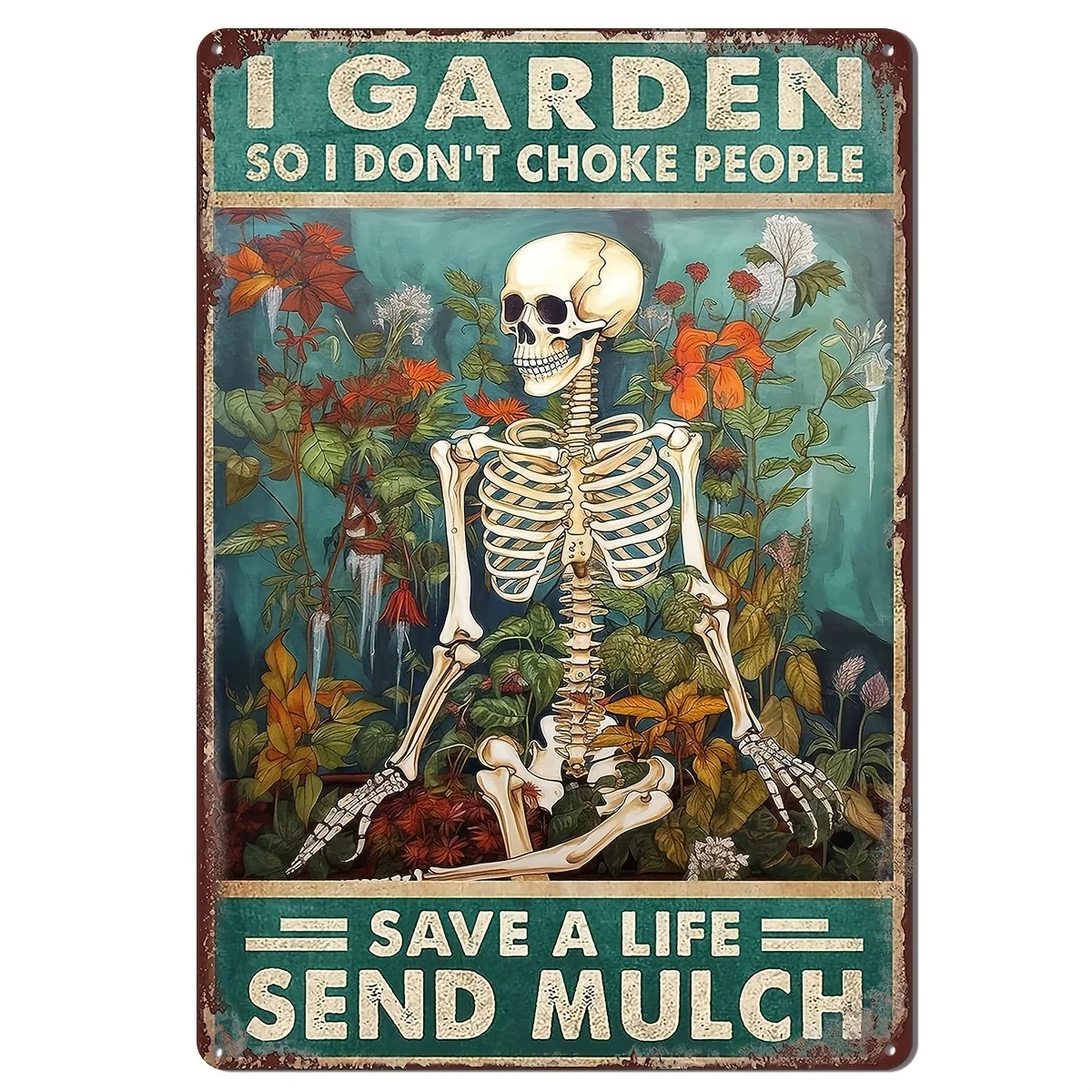 

I Garden So I Don't Choke People Tin Sign Creative Metal Plaque Door Hanging Statue for Halloween Yard Wall Art Farm Gift 12x8in