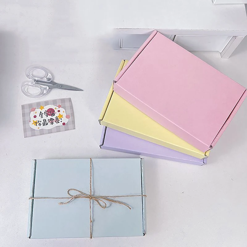 

5 Pcs Macaron Simple Packing Courier Box Recyclable Logistics Shipping Gift Wrapping Corrugated Boxes For Small Businesses