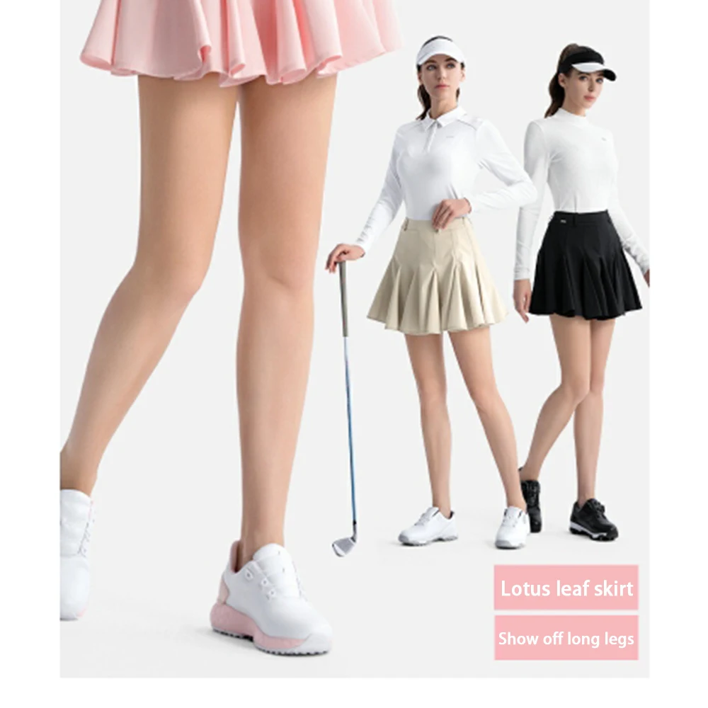 PGM Women Golf Pleated Short Skirt Ruffle High Waist Casual Skirts Ladies Fashion A-lined Skorts Sports Golf Tennis Wear