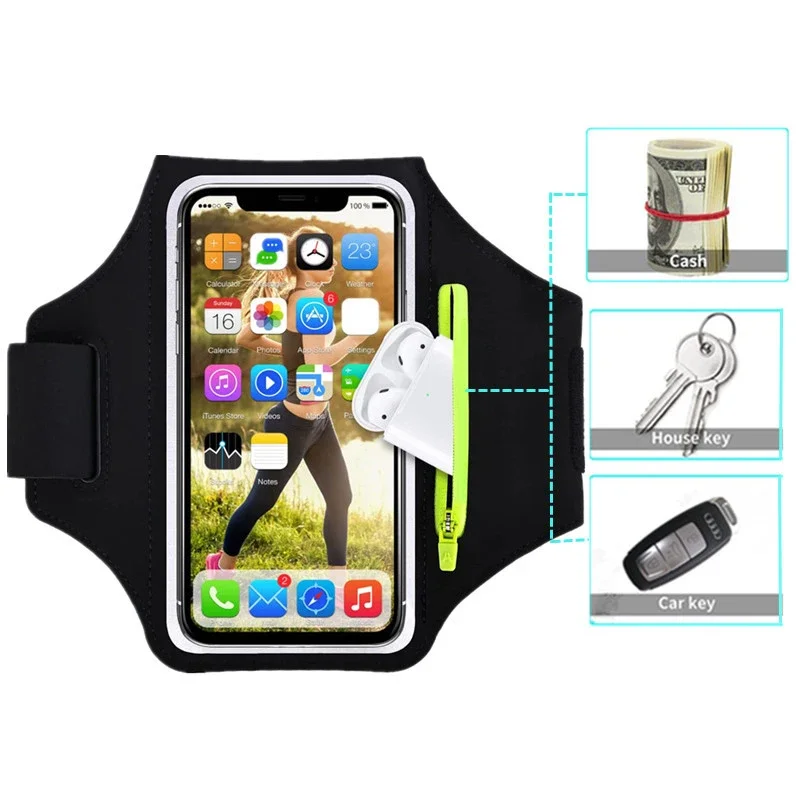 Sports Arm Bag With Zipper For 6.8 inch Smartphone Running Accessories