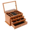 Sturdy Jewelry Box, 3 Pull-Out Drawers, 4 Tiers, Removable Lattice, Large Capacity, Sycamore Wood, Perfect Gift for Women 1