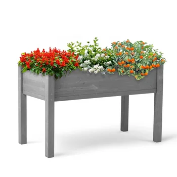 Elevated Natural Wood Garden Planter 1