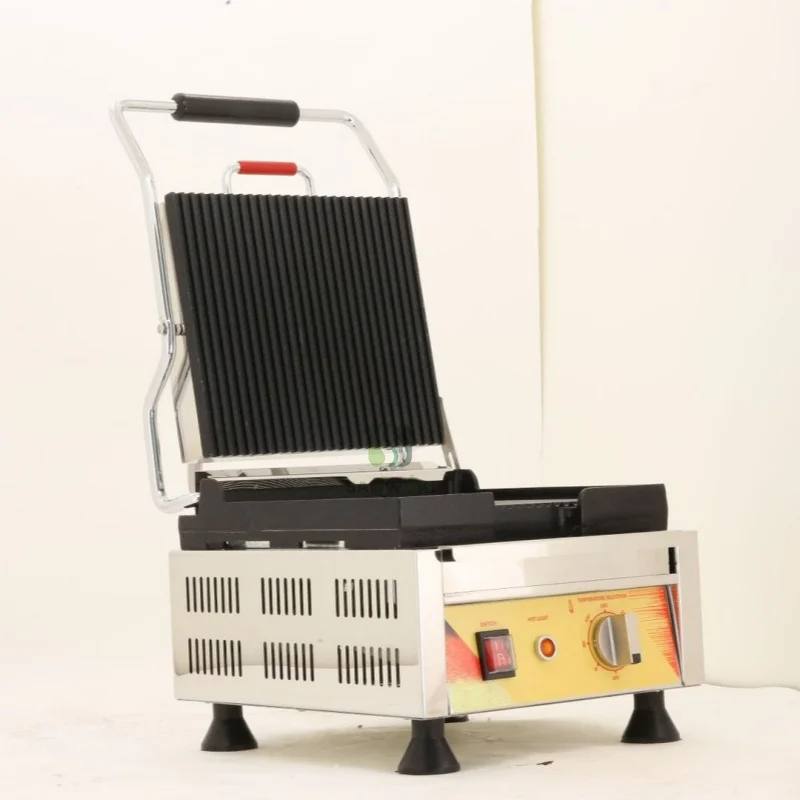 Barbecue Griddle Smokeless Sandwich Machine Single Plates Panini Press Machine  Electric Panini Steak Meat Maker Machine 4