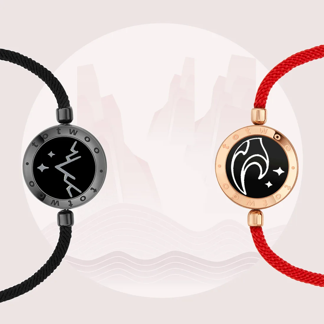 totwoo long distance touch Bracelets for Couples Long Distance light up&Vibrate Moutain&Sea Love Bracelets Smart Jewelry sets