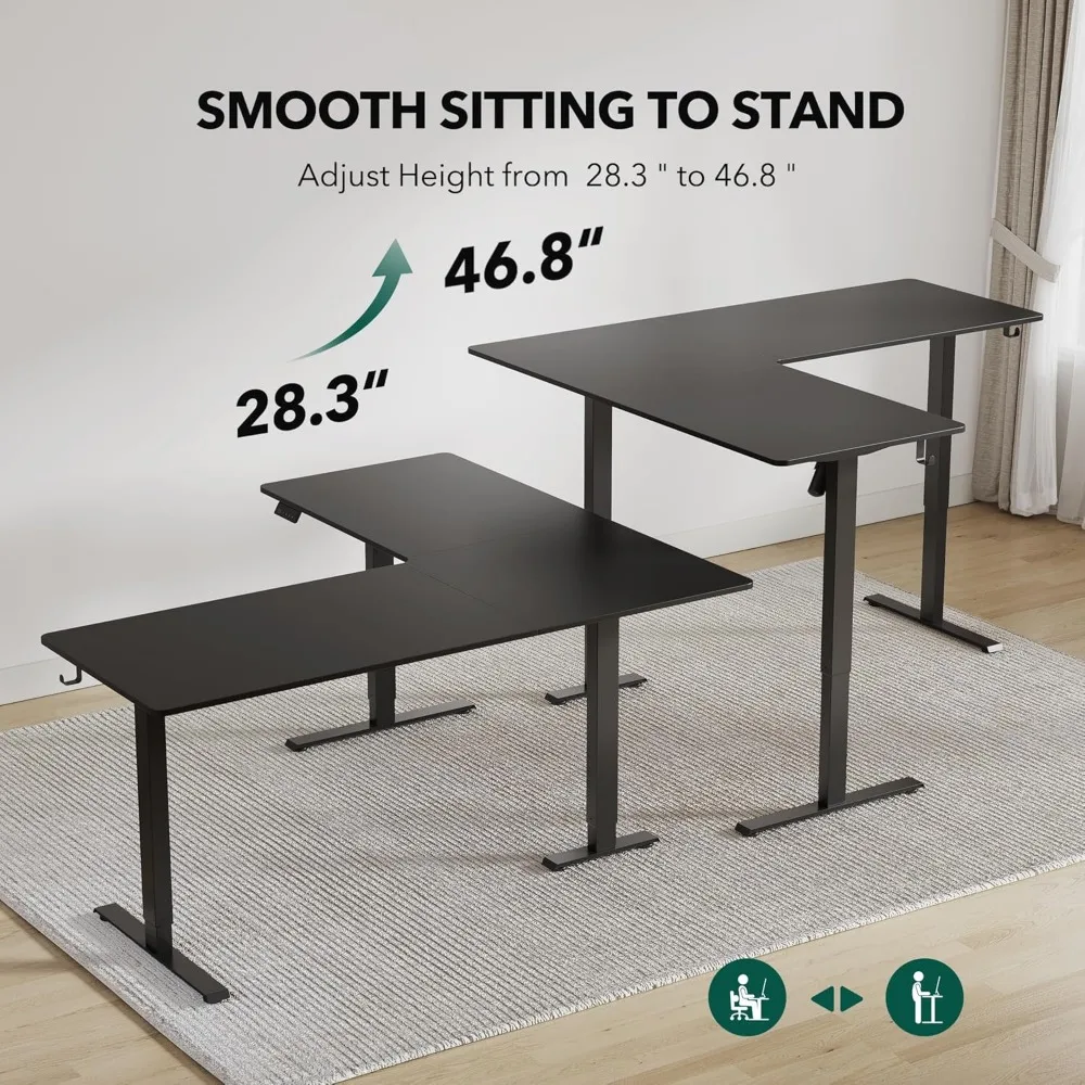 L Shaped Standing Desk, 63" Corner Standing Desk with Electric Adjustable Height, L Shaped Adjustable Desk with Splice Board 3