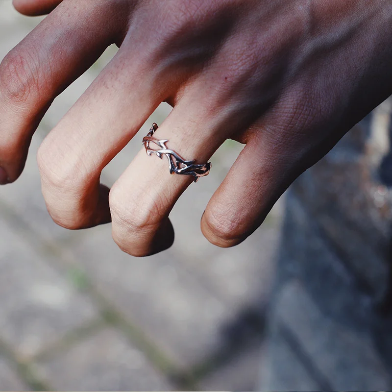 Vintage Ins Style Adherence Men's and Women's Rings with Branches, Thorns, Couples' Ring Gifts, Fashion and Personality 5