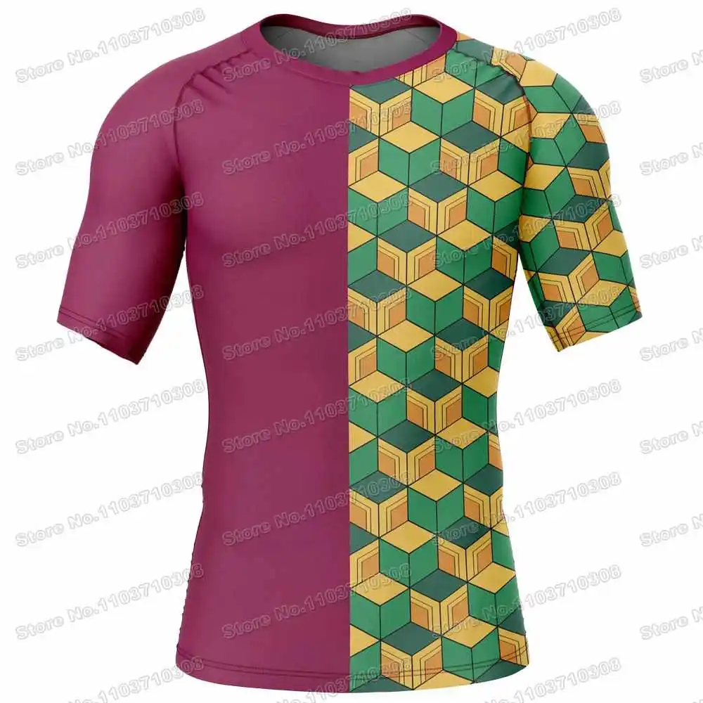 Demon Slayer Rash Guards Surfing Jersey Beach Skating Shirts Summer Swimwear Diving Gym MMA BJJ Men Jiu Jitsu Fitness Tops