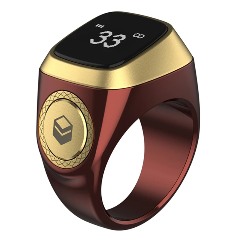 20mm Counter Smart Ring Bluetooth-compatible 5.1 5 Prayer Time Smart Tally  Counter 0.49 Inch OLED Display Zinc Alloy for Muslims