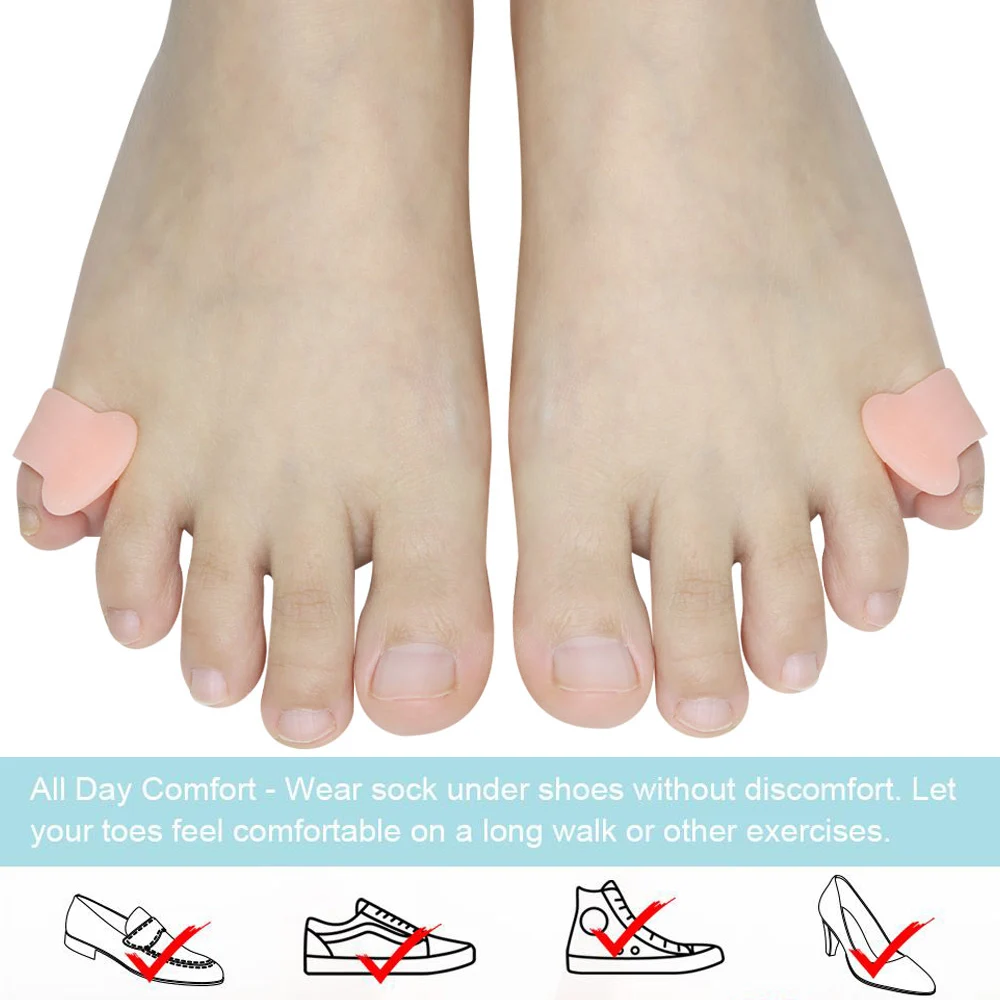 Pexmen 2Pcs Gel Toe Separator Pinky Toe Spacers Bunion Cushions Pads for Preventing Rubbing & Relieve Pressure for Men and Women 5