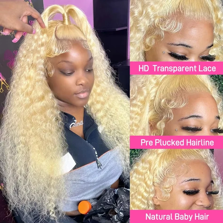 30 40 Inch 13x6 Hd Lace Frontal Human Hair Wigs For Women 13x4 Brazilian Deep Wave 613 Honey Blonde Curly Wigs On Sale Clearance 4