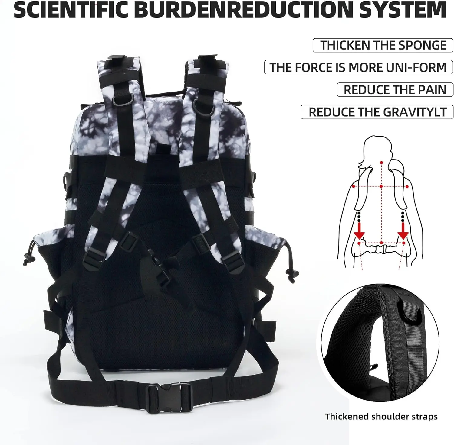45L Tactical Backpack 3P Bag with Water Bottle Pocket Outdoor Hiking Pack Waterproof Climbing Rucksack Camping Trekking Mochila 4