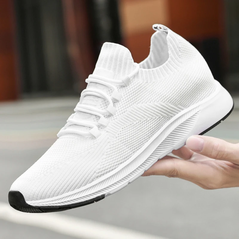 

White Men Sneakers Elevator Shoes Height Increase Shoes for Men Mesh Breathable Height Increasing Shoe Man Increase Shoes 6-10CM