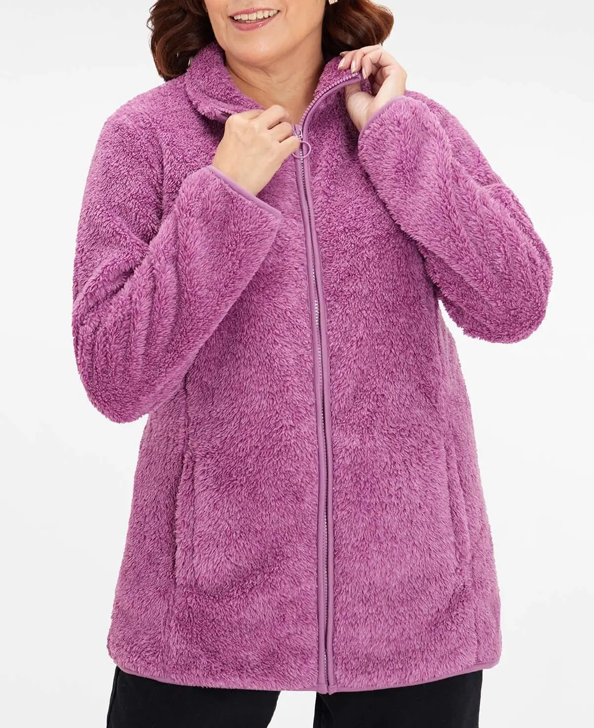 FASHIONSPARK Women's Full Zip Fleece Short Jacket Classic Warm Winter