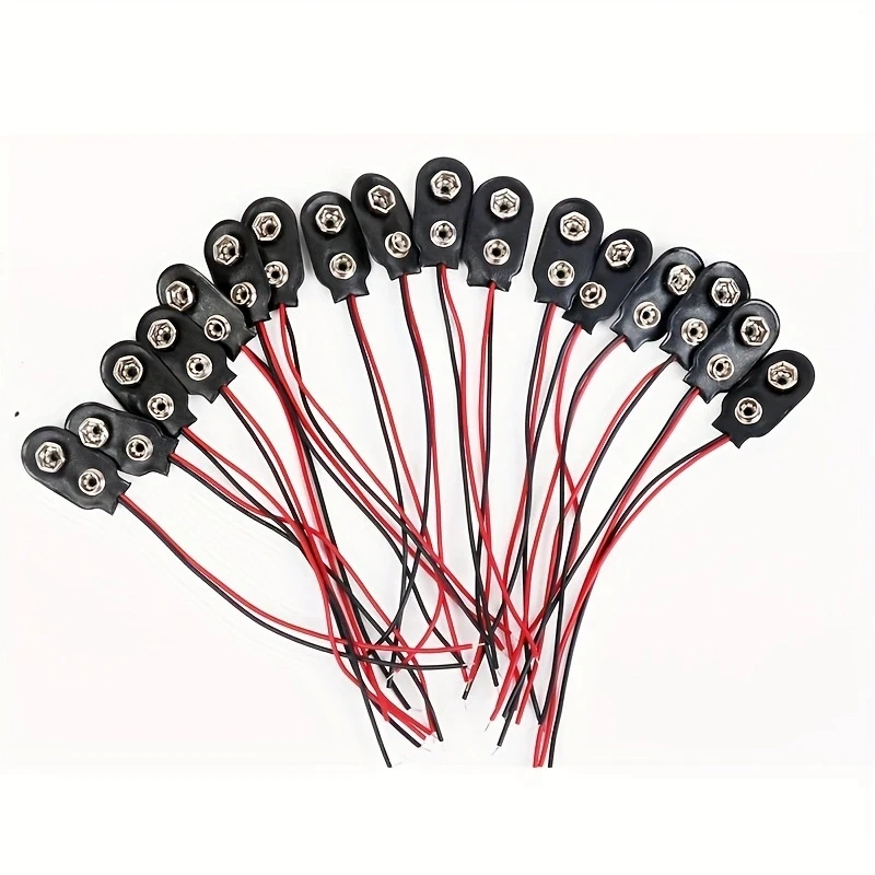 10Pcs 9V 배터리 클립 15cm 케이블 연결 버클 배터리 클립 커넥터 하드 쉘 유형