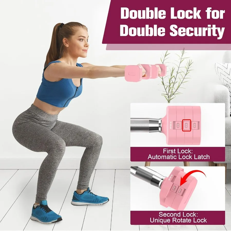 22LBS Adjustable Dumbbells Set, Adjustable Weight Dumbbells with 4 Levels 4.4lb, 6.6lb, 8.8lb, 11lb, Hand Weights Sets for Women