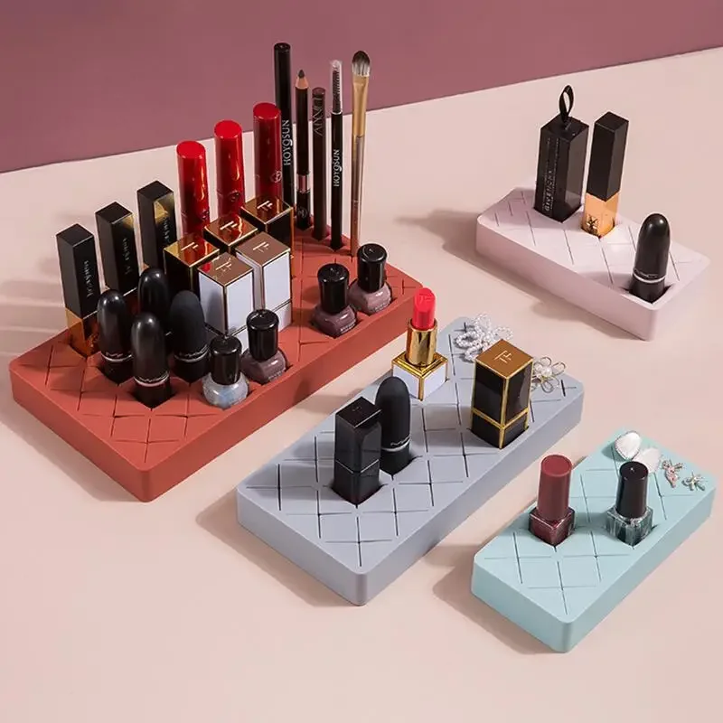 Desktop Makeup Organizer Silicone Lipstick Storage Rack Cosmetic Makeup Box Eyebrow Pencil Display Brush makeup organizer makeup storage box cosmetic storage box storage box