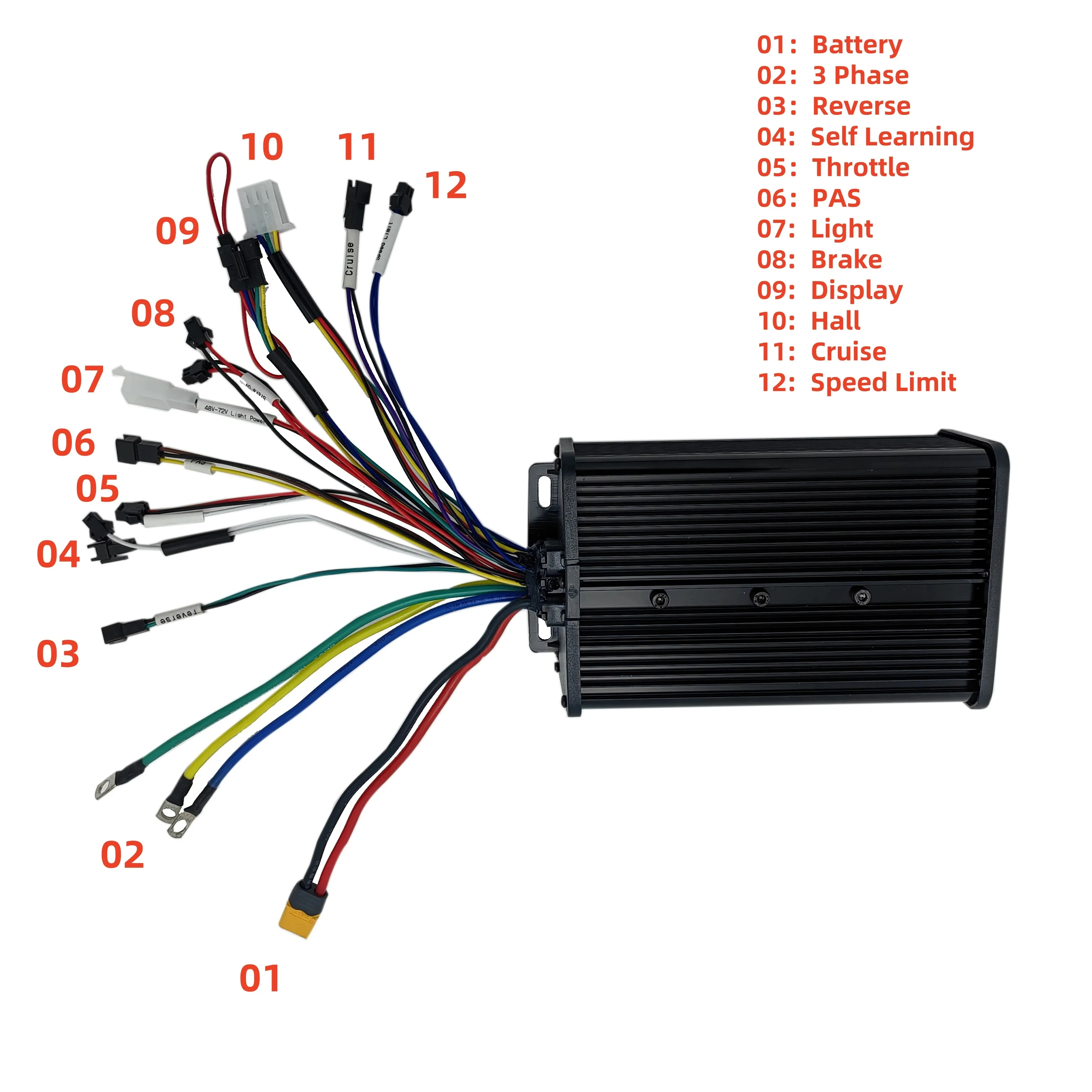 48-72V 1500W-2000W 40A Ebike 컨트롤러 3 모드 자체 학습 사인파(LCD 디스플레이 전기 자전거 포함)
