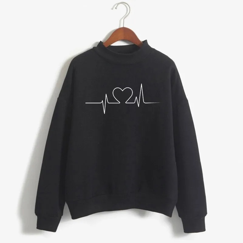 

Harajuku LOVE HEARTBEAT Graphic Print Women O-neck Sweatshirt Casual Funny Sweatshirt For Lady Girl Top hoodie Hipster Drop Ship