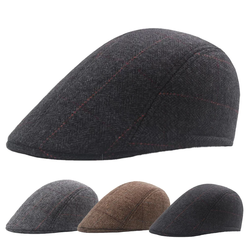 

Autumn Winter Beret Hat Retro Men Newsboy Ivy Flat Cap Vintage Gatsby Cabbie Cap Western Style Warm Wool Artist Painter Caps