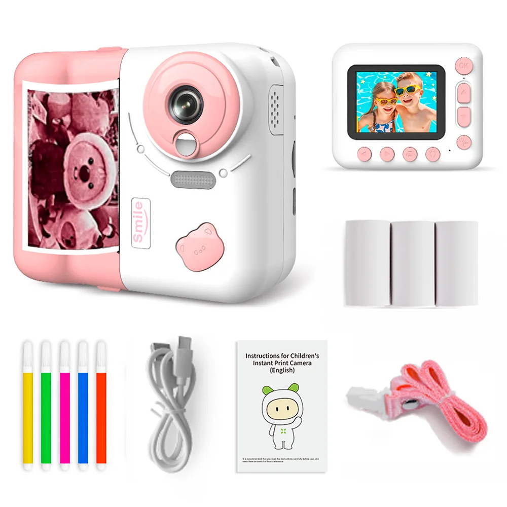 Children's Instant Print Digital Camera with Bluetooth and 10X Zoom, 2.4 Inch Screen, 1080P Video, and 32GB Storage