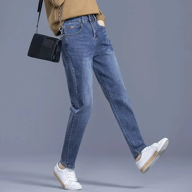 Buggy Jeans For Women High Waist Stretch Harem Jean Casual Versatile Full Length Denim Pants Big Size Vaqueros Pantalones Mujer