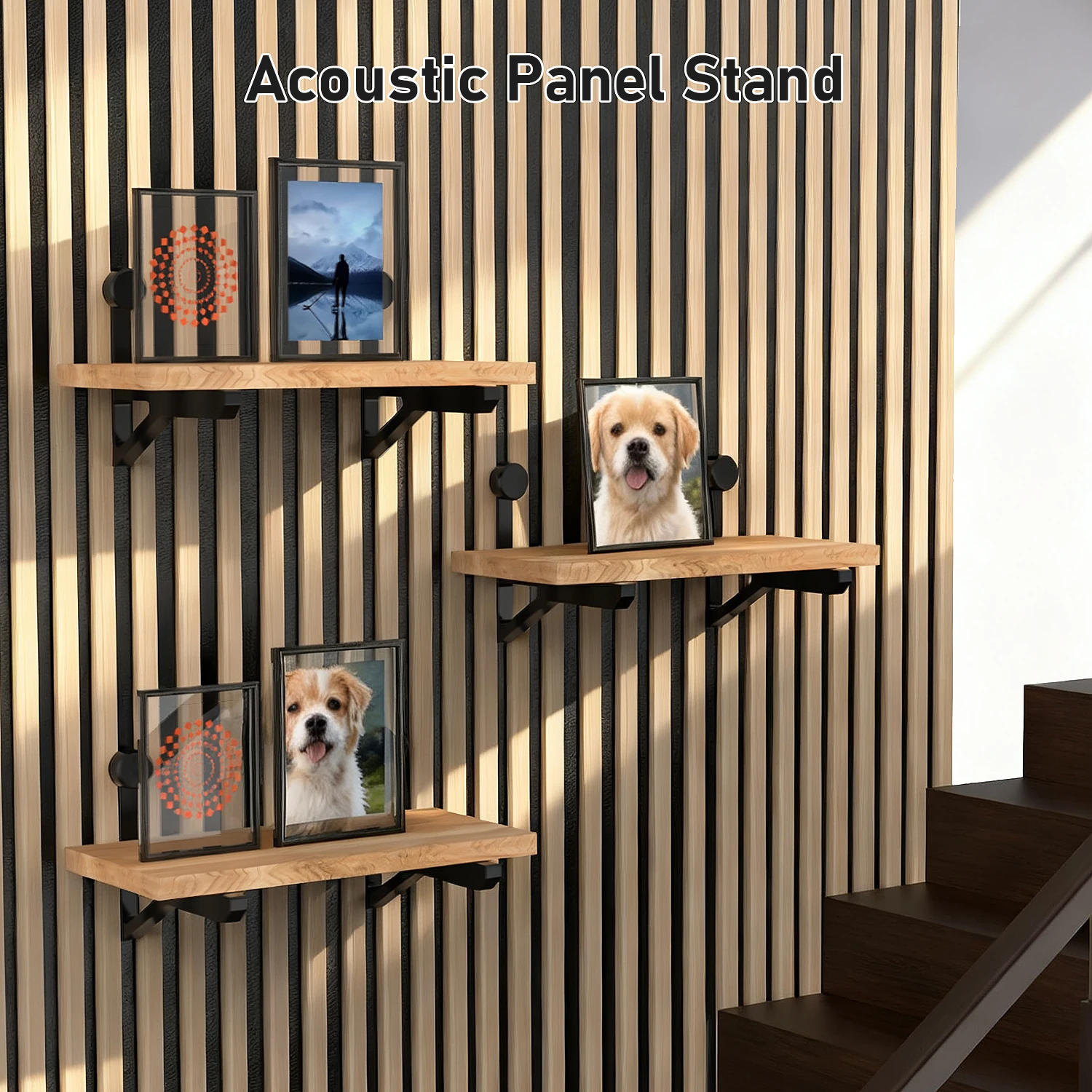 ขายึดแผงกันเสียงแบบหนัก 4 ชิ้น ติดตั้งง่าย ถาดสำหรับแผงกันเสียง สามารถวางกระถางต้นไม้ เครื่องสำอาง เครื่องประดับได้ 1