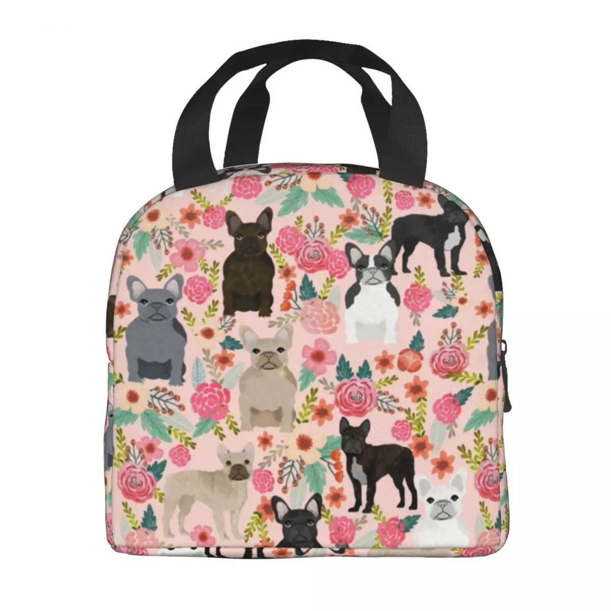 Custom Pet Dog French Bulldog Lunch Bag Women Cooler Warm Insulated Lunch Box for Student School Thermal Bags lunchbag