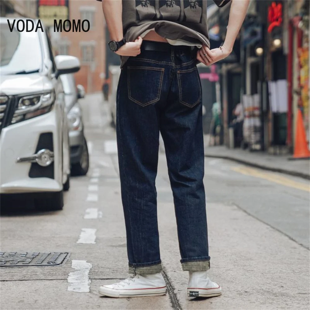 Spring Summer New Streetwear Baggy Jeans Men Korean Fashion Loose Straight Wide Leg Pants Male Brand Clothing Black Light Blue