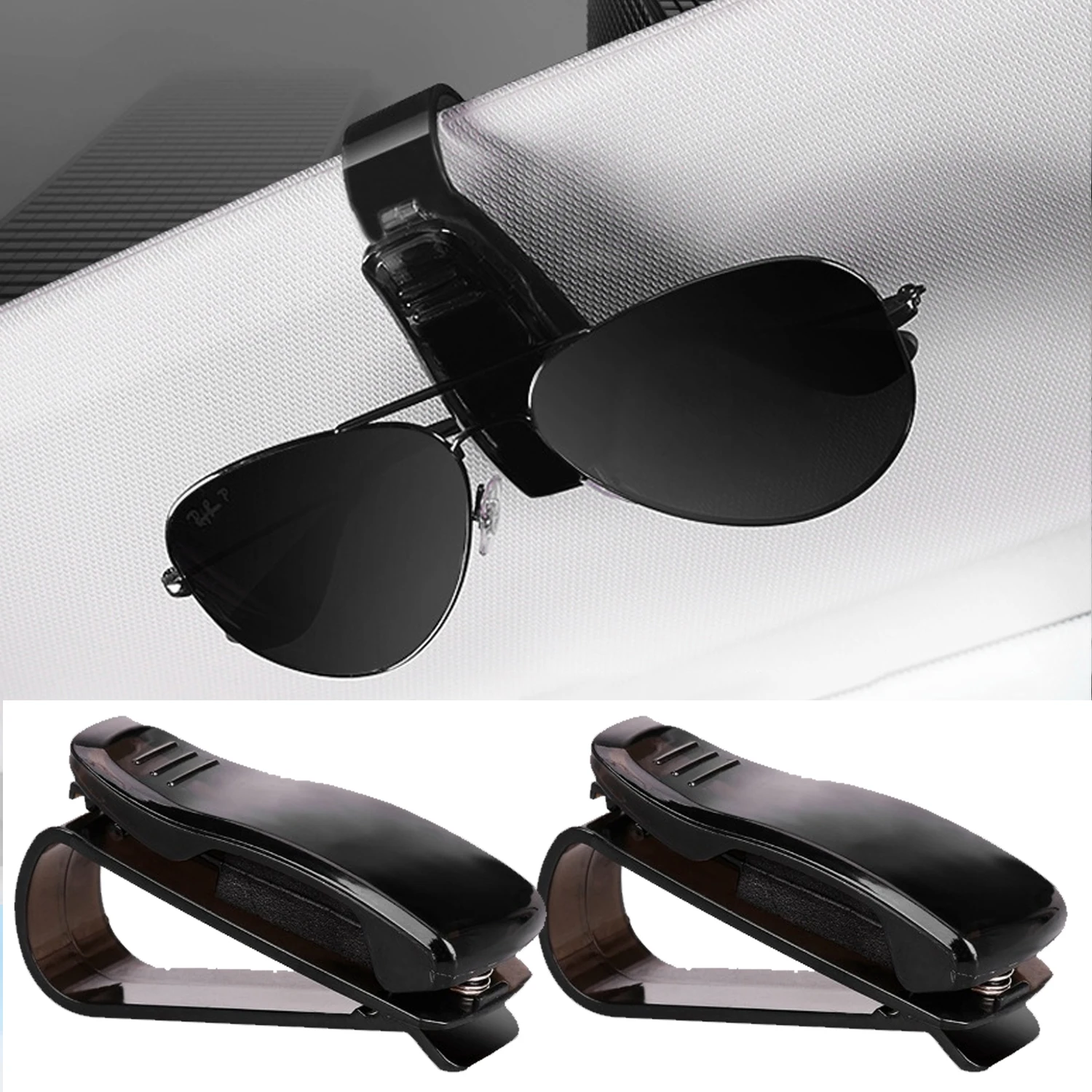 Magnetic Leather Car Sunshade Sunglasses & Ticket Holder