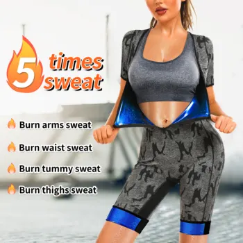 Women Sauna Suit Sweat Shirt Slimming Vest Hot Top Jumpsuit Shapewear,Armpit and Crotch Mesh 1