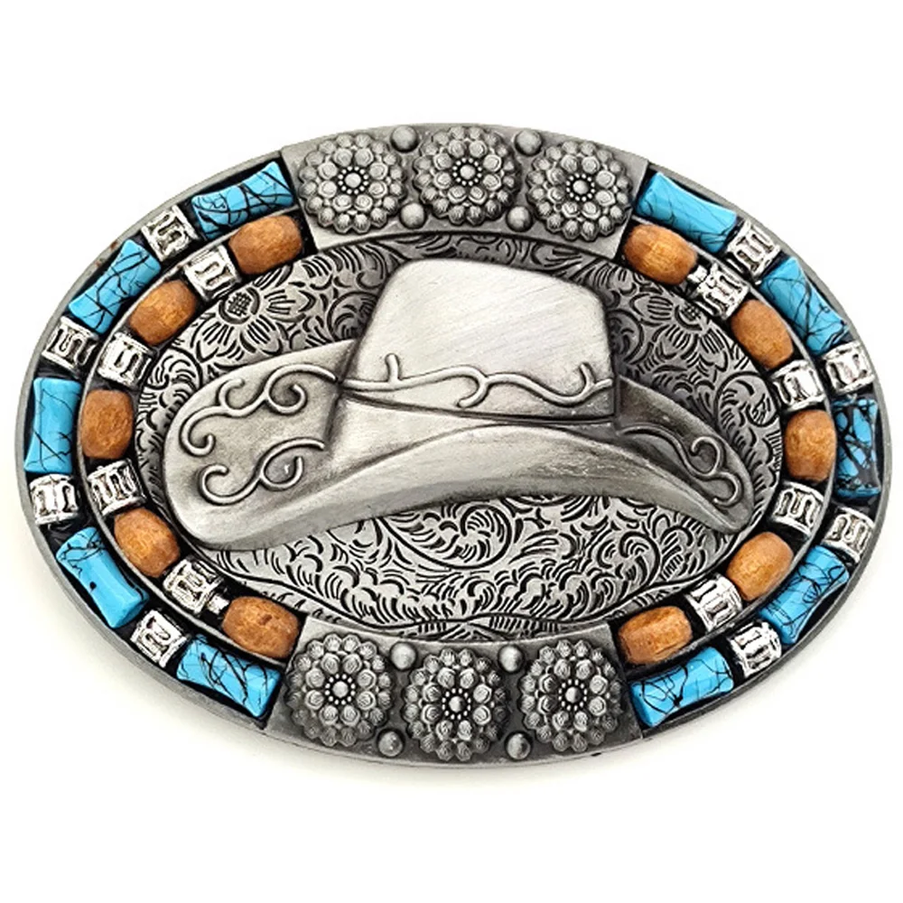OvalWesternCowboyHatBeltBuckleforMenQualityMetalColorful