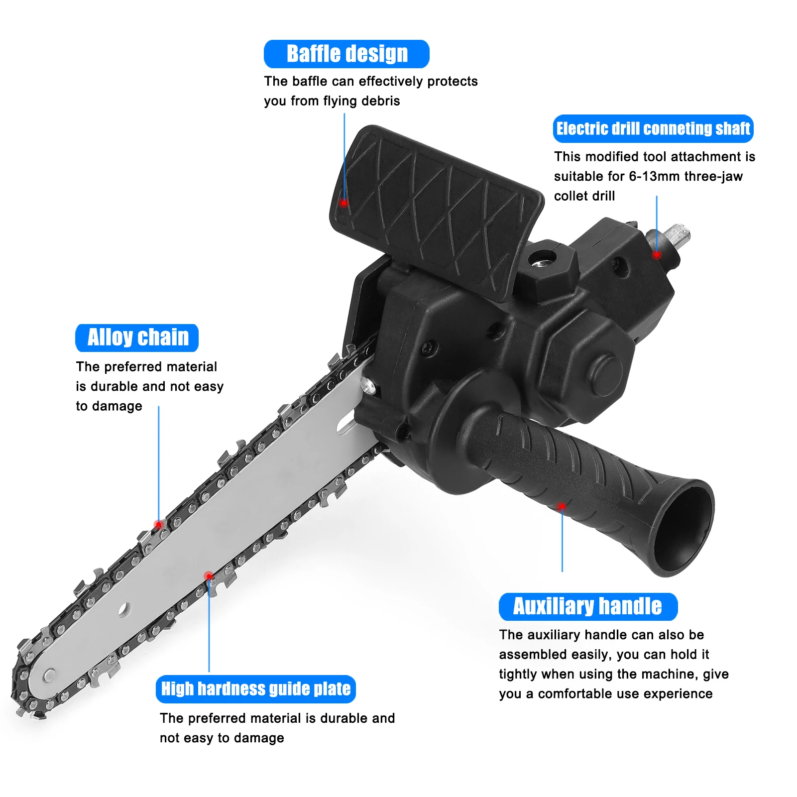 4 6 inch Chainsaw Electric Drill Modified To Electric Chainsaw Tool Attachment Accessory Cut Woodworking Tool