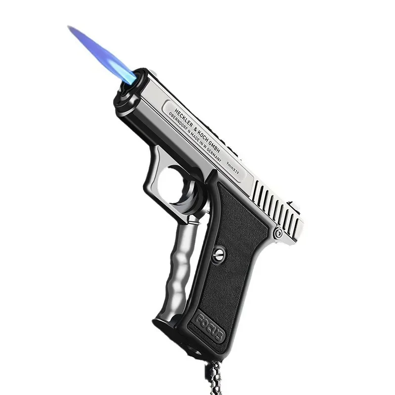 Mini Pistal Style Torch Lighter with Keychain Windproof Jet Flame Cool Lighter Refillable Butane Gas Gun Lighter Isqueiro butane gas lighter cigarette lighter