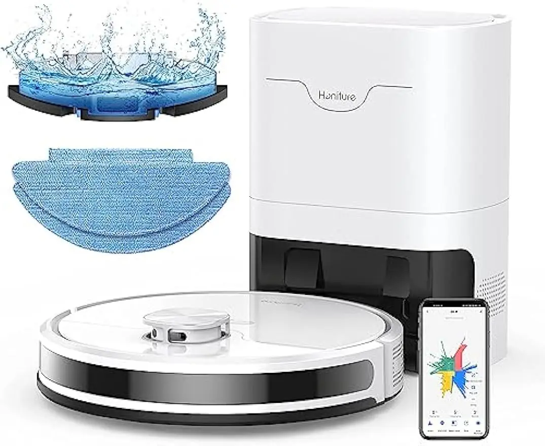 

HONITURE Robot Vacuum and Mop Combo, Self Emptying Robotic Vacuum with Lidar Navigation, Smart App Mapping, 3500Pa Suction