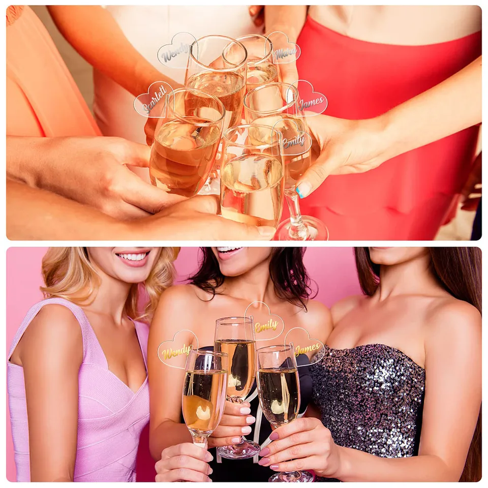 Etichette Per Bevande In Acrilico - 20 Pezzi Da 5 Cm | Marcatori Per Bicchieri Per Feste | Ideali Per Matrimoni E Compleanni - Foto 8