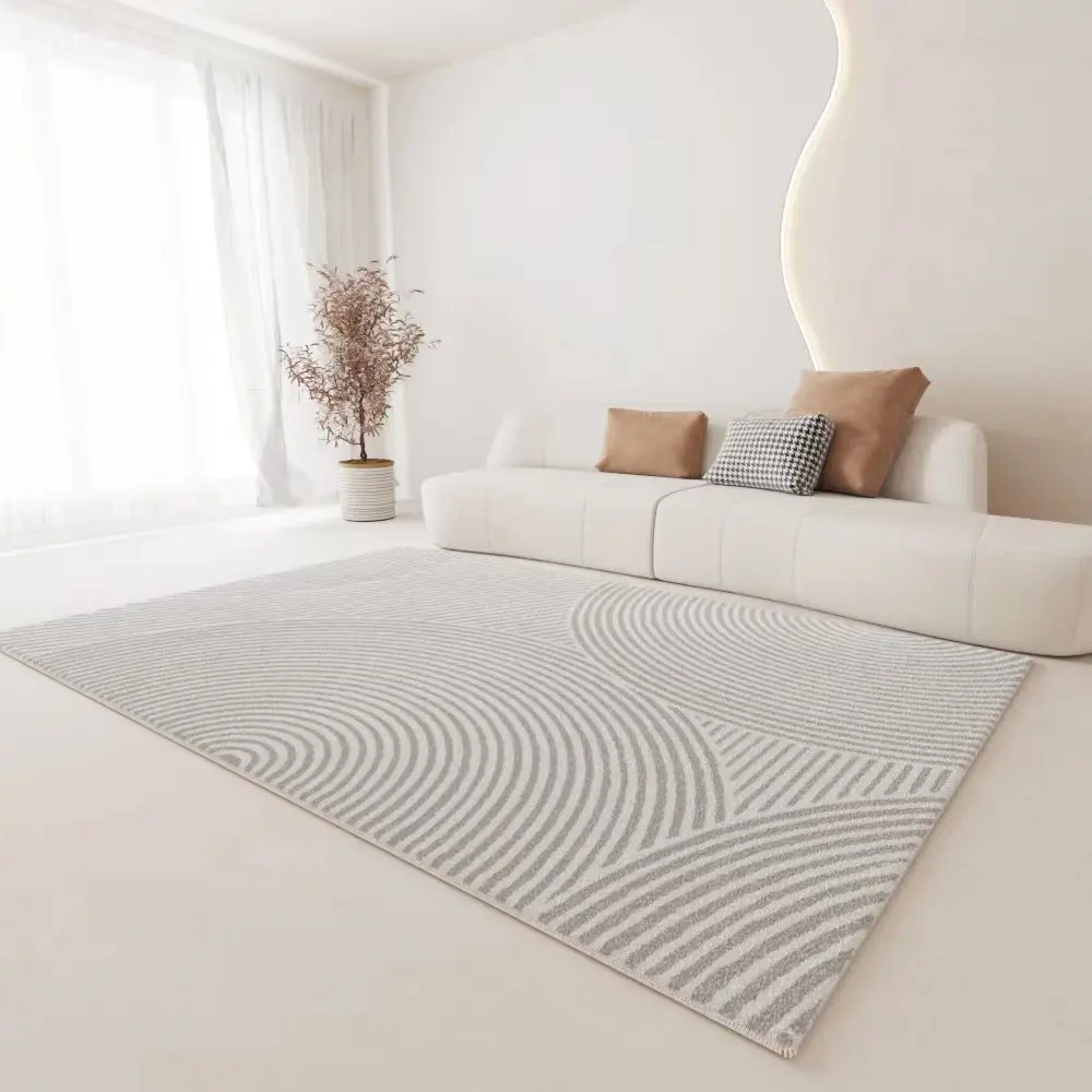 Minimalist Beige Large Area Living Room Carpet Comfortable Soft Bedroom