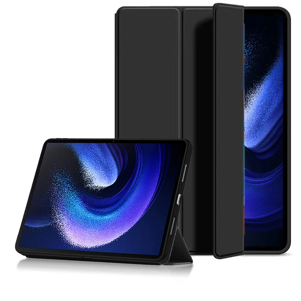 Premium Flip Stand Protective PU Cover with Soft TPU Back Shell, Tri-Fold Design