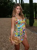 Avrilyaan Printed Short Backless Sexy Party Dress Women Halter Bandage Bodycon Dresses Strapless Mini 2024 Summer Dress Vestidos