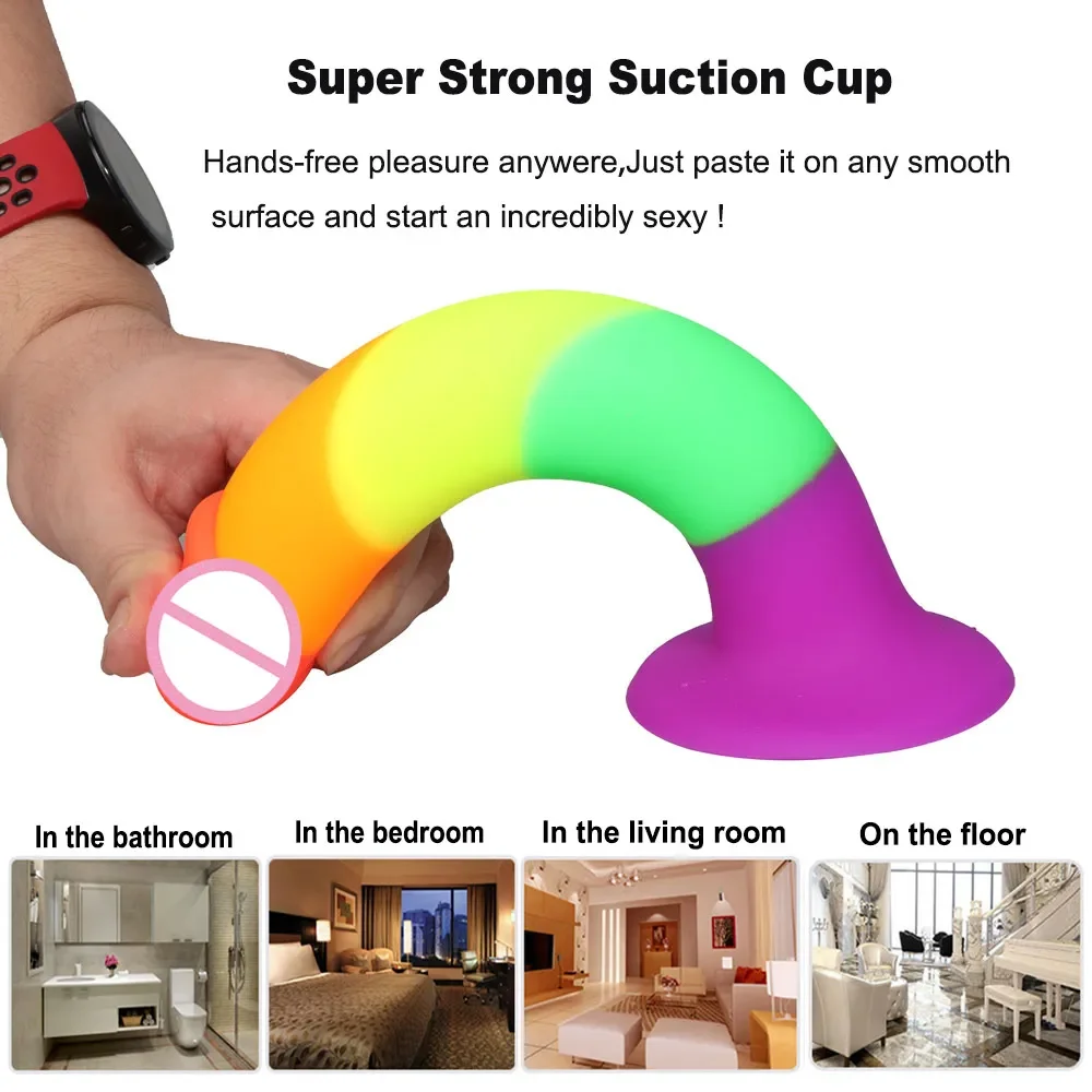 Adult Realistic Big Dildo Rainbow Color For Lesbian Huge Penis Suction Cup Female Masturbation Fake Dick Tool SM Anal Sex Toys