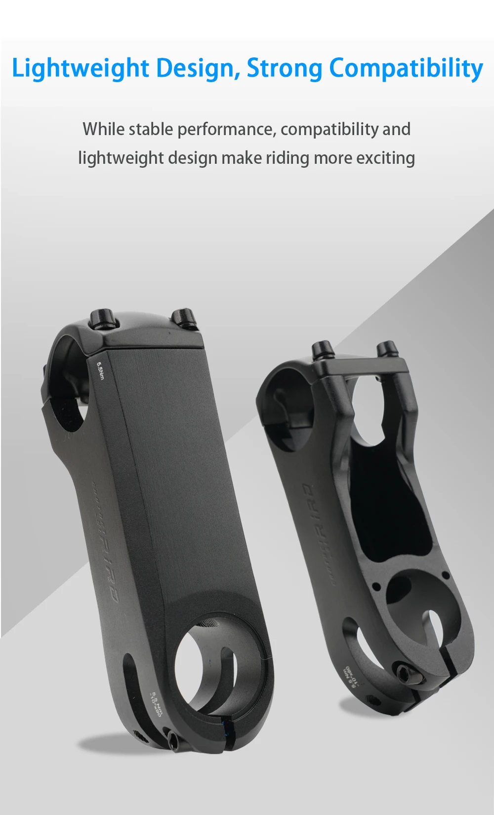 Description Picture 4 of itemRIRO Bike Stem Internal Cable Hidden Bicycle Stem 28.6-31.8mm Aluminum Aolly Forging/CNC Handle with Spacer Road Handlebar Stem