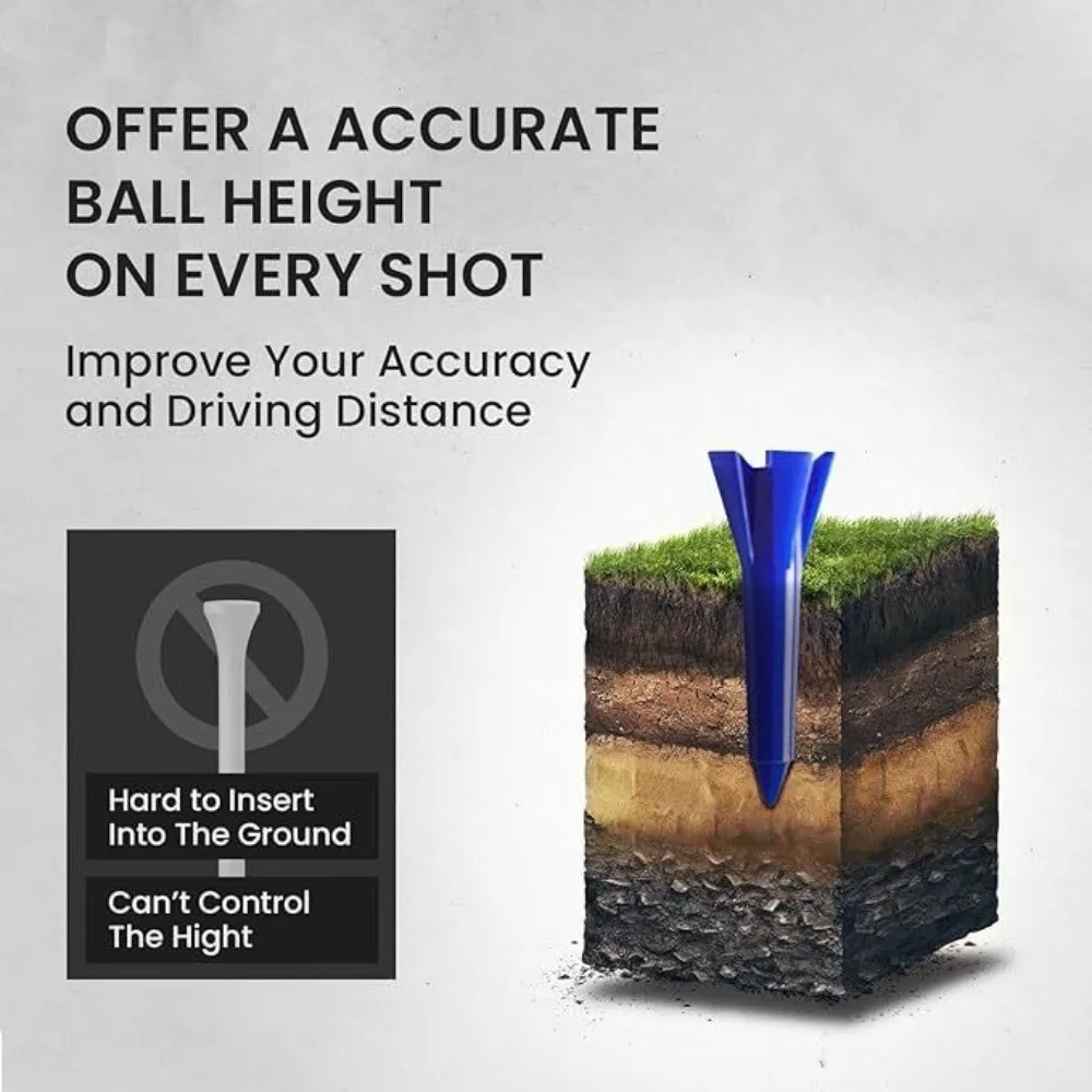 Durable Unbreakable Golf Tee Set 5-Prong Head – Reduced Friction Golf Ball Holder