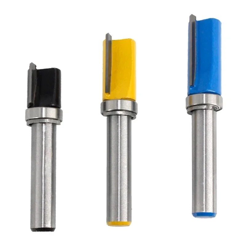 

3pcs 8mm Shank Flush Trim Router Bit Pattern Top Bottom Bearing 1/2" Blade Template Wood Milling Cutter Carpenter