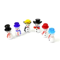 Christmas Decoration Cute Miniature Glass Snowman Figurine Ornament for Home Desktop Fairy Garden Decor New Year Xmas Party Gift 1