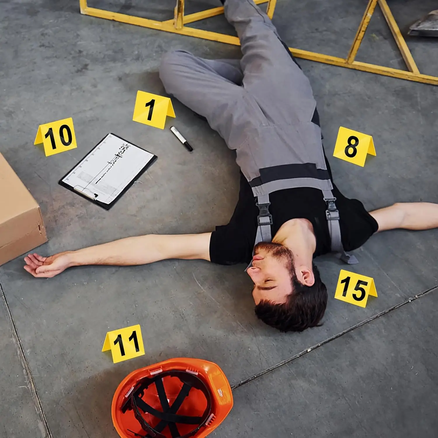 15 pezzi di marcatori per prove di scena del crimine, marcatori per prove investigative, decorazioni per scene del crimine, accessori per giochi di mistero e omicidi. - immagine 4