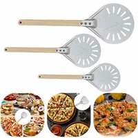 Premium Aluminum Pizza Shovel Peel Lifter Tools Non Slip Wooden Handle Cake Bread Paddle Cheese Cutter Baking Turner Accessorie 2