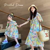 2023 Summer New Light Luxury Fashion Parent-child Dress Mother and Daughter Dress Vacation Short-sleeved Floral Skirt Boutique 2