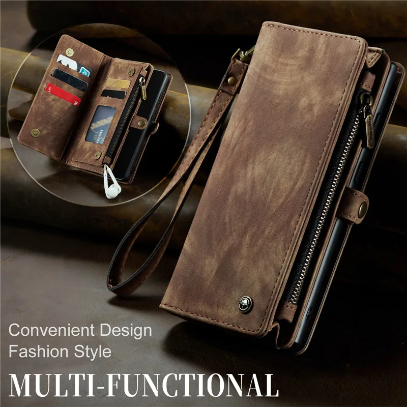 Detachable Magnetic Leather Wallet Case For Samsung Phones 17